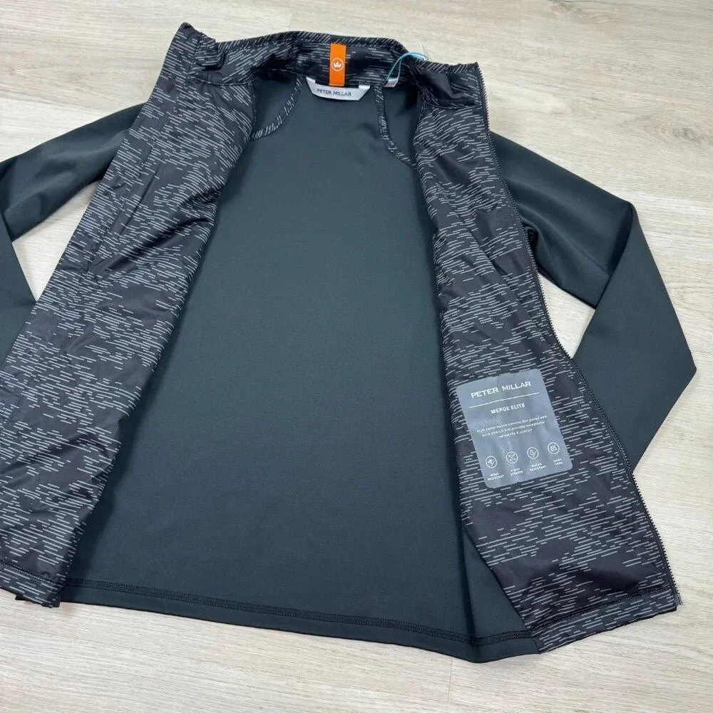 Peter Millar Boys Merge Hybrid‎ Jacket Size Large Black Full Zip